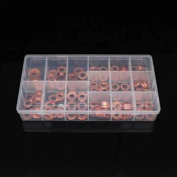 150pcs Copper Diesel Injector Washer Seal Assortment Set Fuel Injector Seal Ring