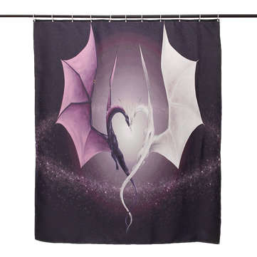 Custom New Popular Print Dragon Waterproof Bathroom Shower Curtain Valance With 12 Hooks