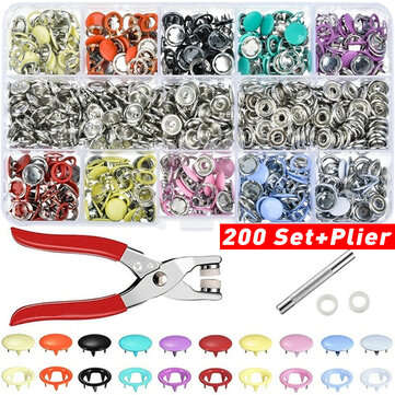 100/200 Sets DIY Press Studs Tools Kit Assorted Colors Snap Metal Sewing Buttons (TYPE: D.)