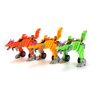 Electric Transforming T-Rex Dinosaur LED Car with Light Sound Diecast Model Toy (COLOR.: GREEN)