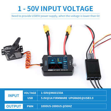 ToolkitRC WM150 150A 50V Watt Meter Power Analyzer LCD Display Power Voltage Current Tester PWM Outp
