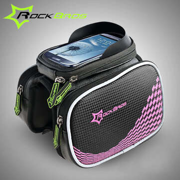 ROCKBROS Bike Bicycle Front Tube Bag Pannier Smartphone Bag Saddle Bag (SIZE: M | COLOR.: PINK)