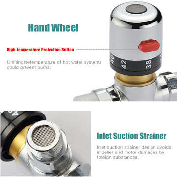 Copper Thermostatic Mixer Mixing Hot/Cold Water Shower Solar Water Heater Valve