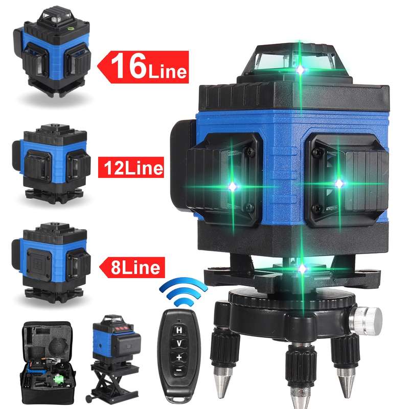 16/12/8 Line 360 Horizontal Vertical Cross 4D Green Light Laser Level Self-Leve