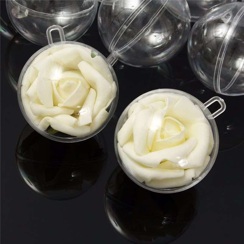 12pcs 60mm Clear Plastic Fillable Ball Xmas Ornament Great Kid Craft Project Decorations