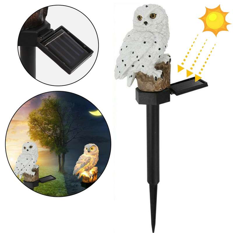 Solar Powered Owl LED Lawn Light Waterproof Garden Yard Landscape Orname