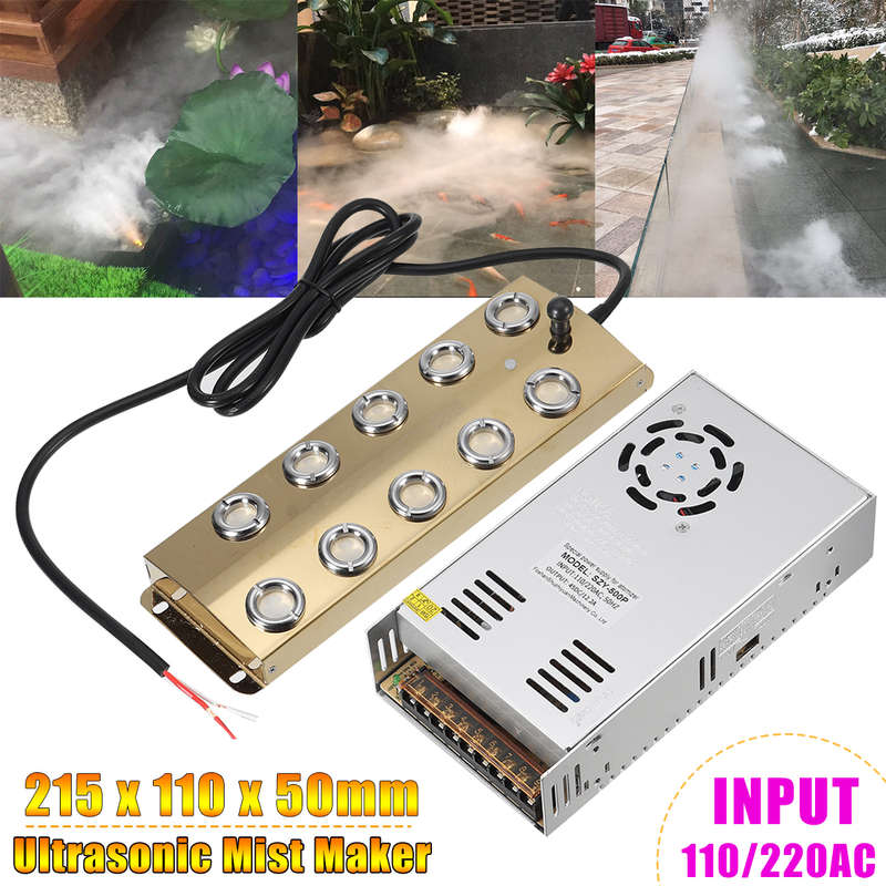 10 Head Ultrasonic Mist Maker Fogger Humidifier + Transformer