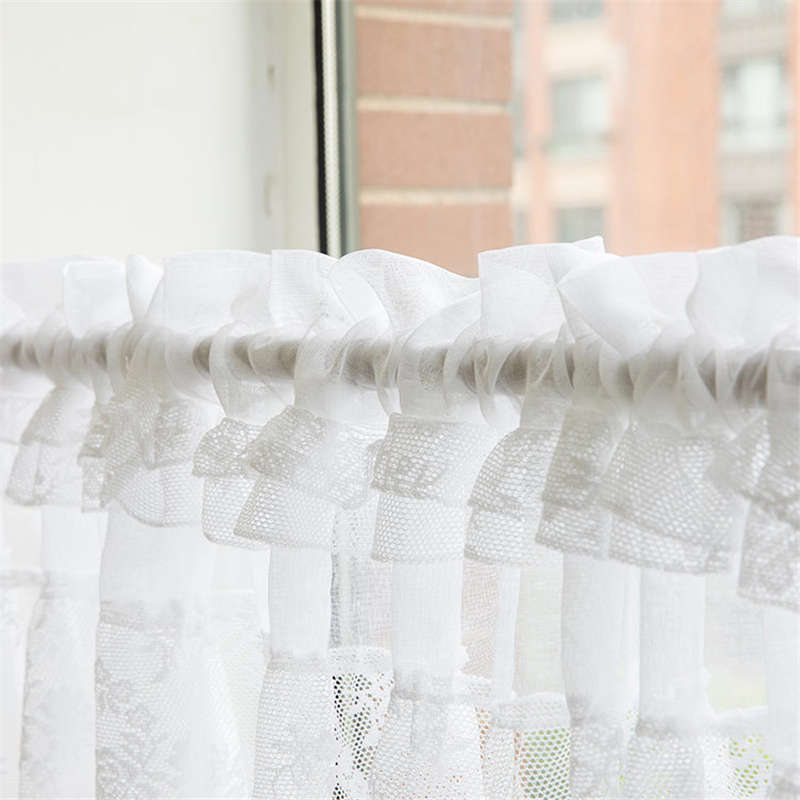 Country Style American Polyester Linen Embroidery Cafe Curtain Home Kitchen Curtain