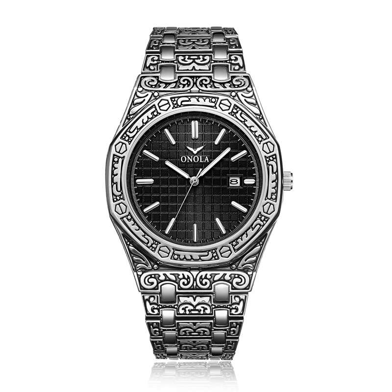 ONOLA ON3808 Fashion Men Watch Date Display Stainless Steel Strap Wate