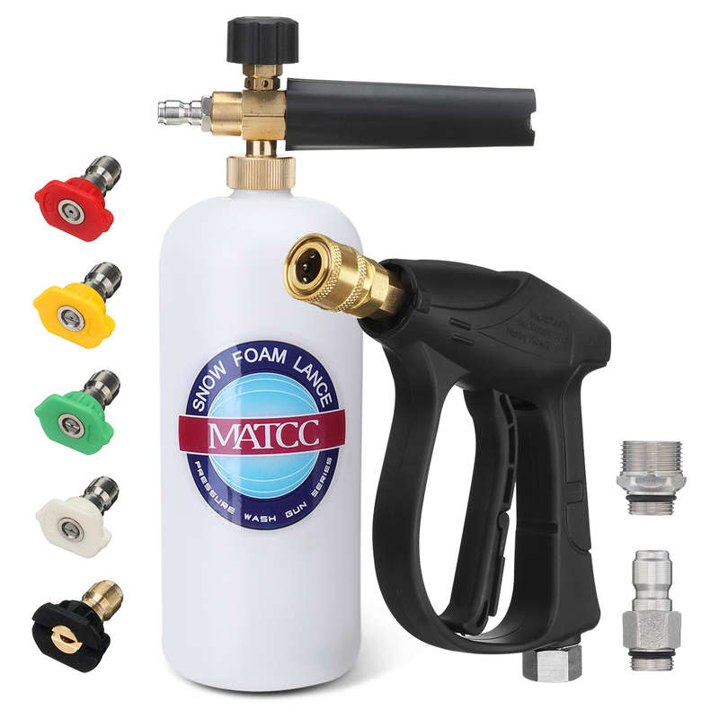 MATCC 1L Bottle Snow Foam Lance Car Washer Tool with 5PCS Pressure Washer Spray