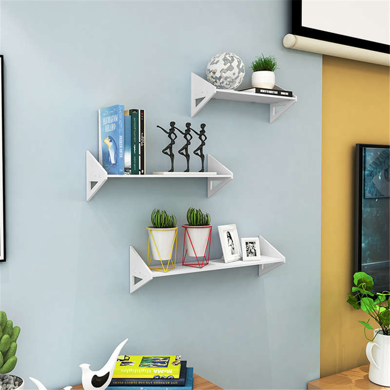 1 Piece Wall-mounted Storage Shelf Rack Punch Free Wall Hanging Bookshelf Home Decoratio...-(Size S)