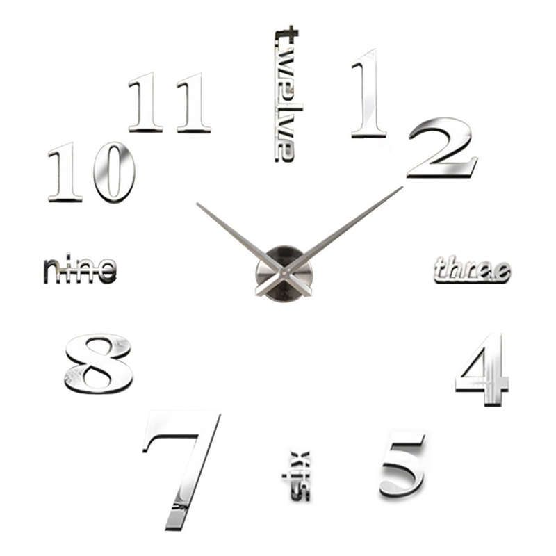 New Modern DIY Analog 3D Mirror Surface Large Number Wall Clock Sticker Home Decor