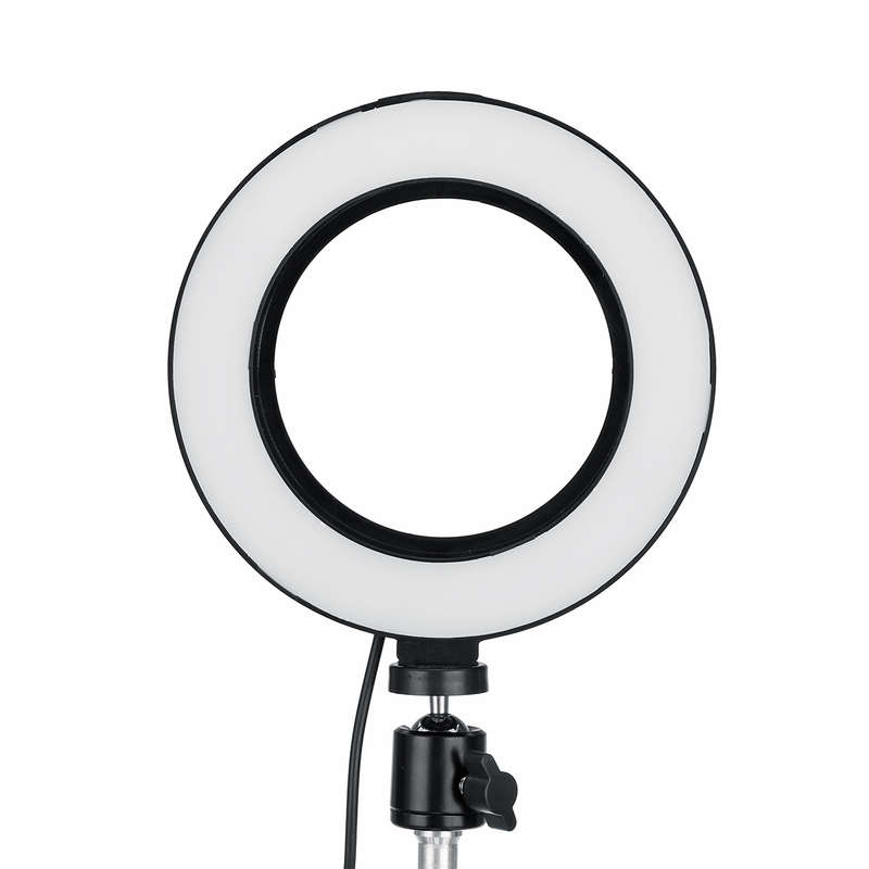 16cm 3200K-5500K Dimmable LED Fill Light Photography Ring Light with Phone Clip