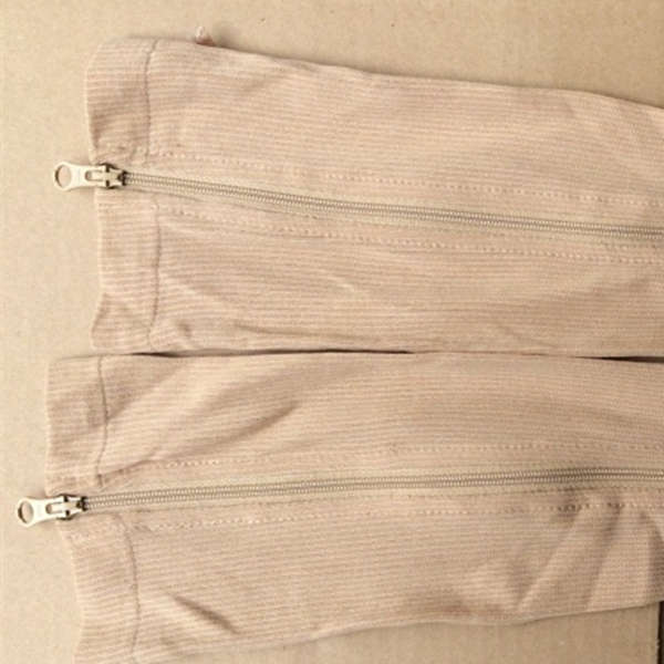 1 Pair Zip Sox Compression Socks Zipper Leg Support Knee Stockings Open Toe (Color Beige SIZE. S)