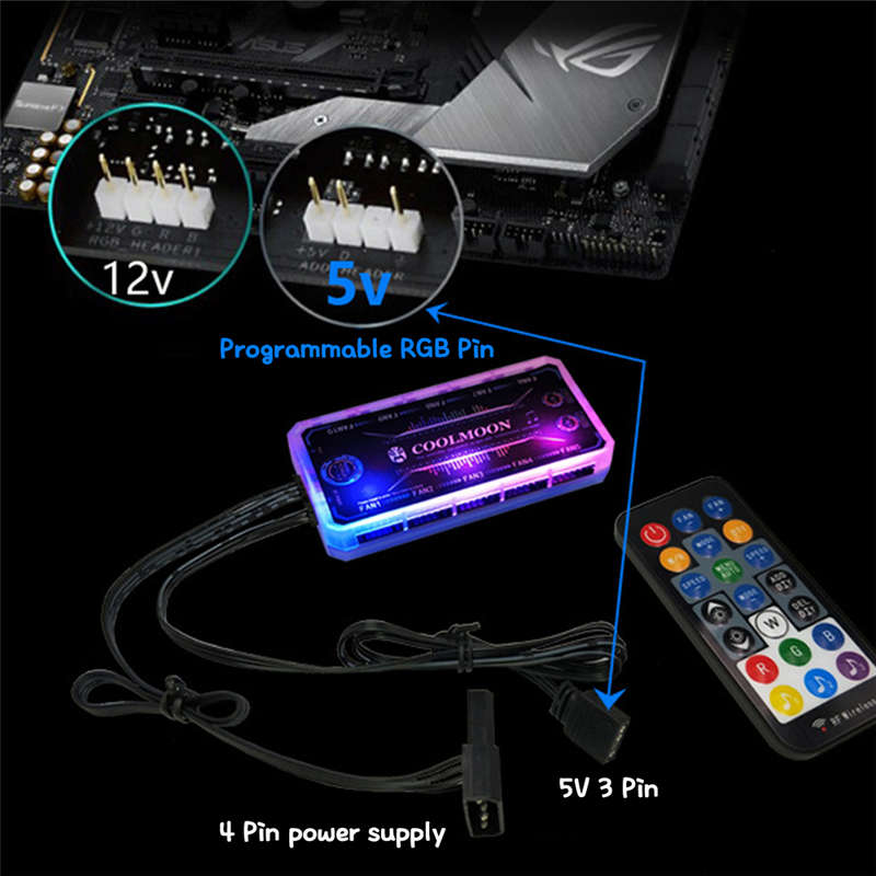 COOLMOON AURA SYNC Cooling Fan Remote Control RGB  Remote Controller Music Color Switching Brightnes