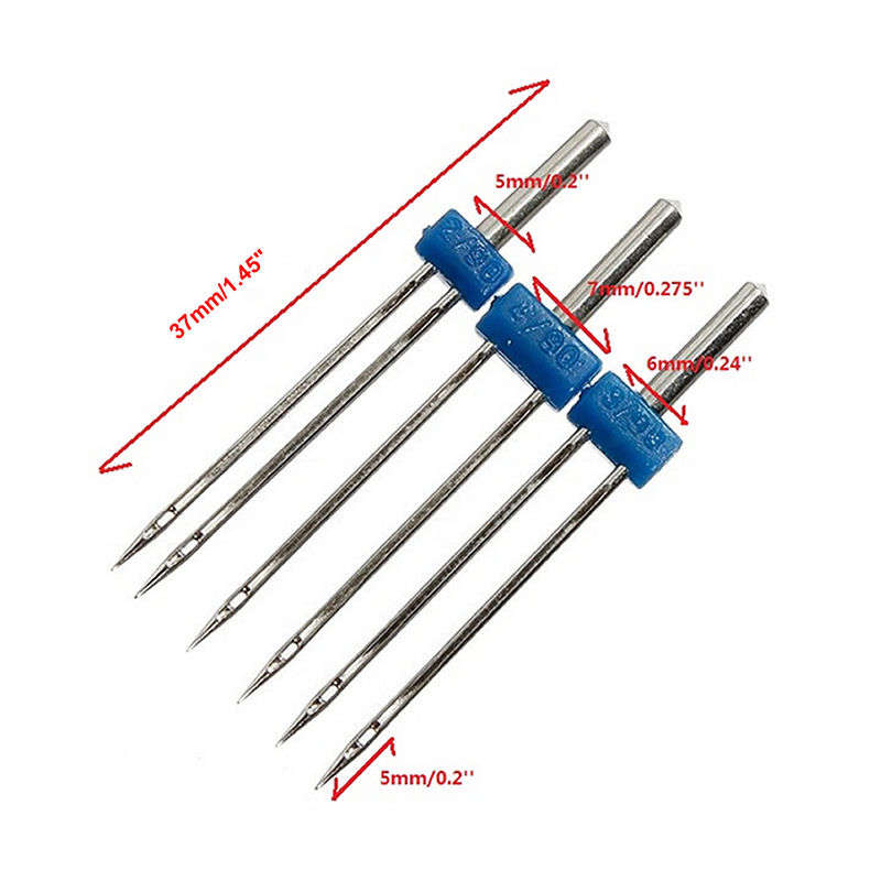 3PCS/set Size 2.0/90-3.0/90-4.0/90 Steel Twin Double Needle Sewing Machine Needles Pins Cloth Dec...