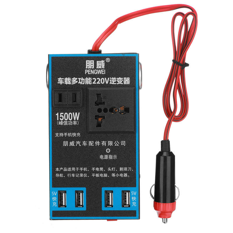 1500W Pure Sine Wave Solar Power Inverter 12/24V DC to 120/220V AC Converter Ca