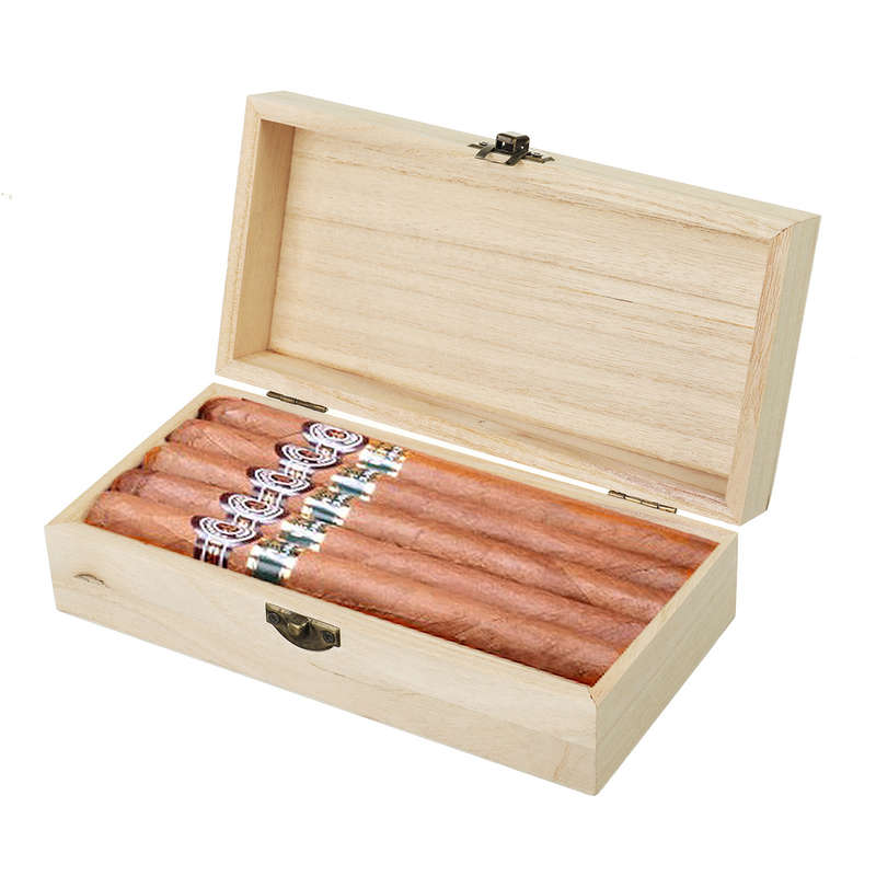 Solid Wood Rectangular Cigars Storage Box Retro Wooden Box Gift Box Flip Type