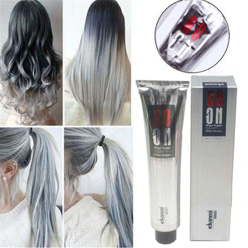Fashion Gray Hair Color Wax Hair Gream Unisex Smoky Gray Punk Style Light Grey Silver Permanent H...