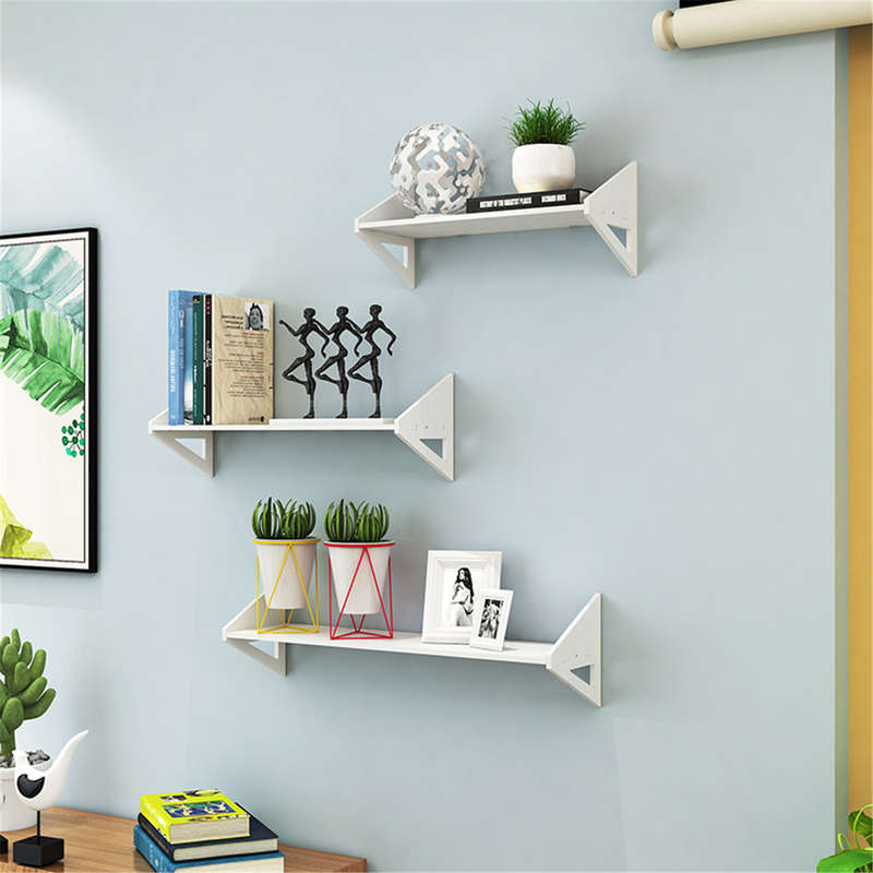1 Piece Wall-mounted Storage Shelf Rack Punch Free Wall Hanging Bookshelf Home Decoratio...-(Size S)