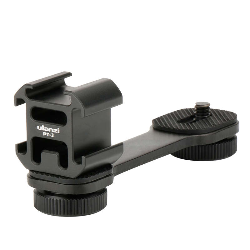 Ulanzi PT-3 Metal Extention Bar Flash Light Bracket with 3 Cold Shoe Mounts