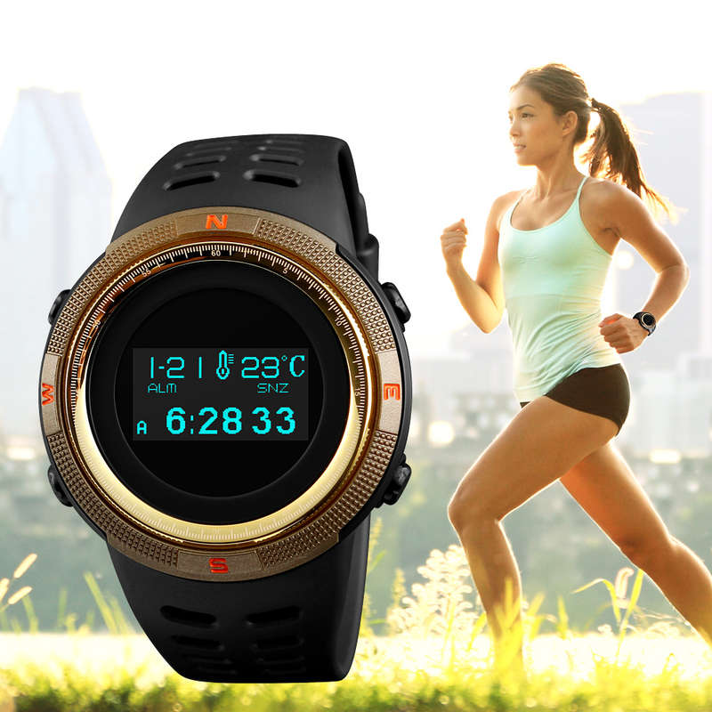 New SKMEI 1360 Compass Thermometer Countdown Pedometer Calorie OLED Digital Watc