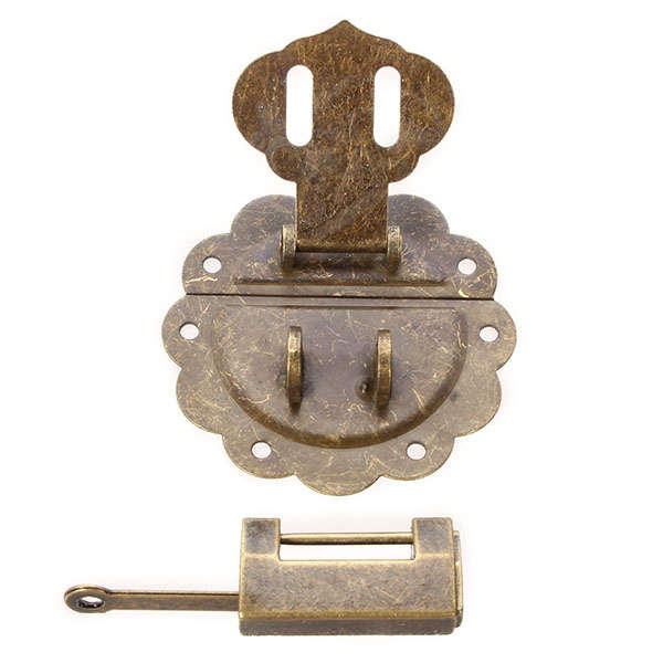 Jewelry Boxes Decorated Lock Ancient Antique Lock Horizontal Open Padlock   Buckle with Lace