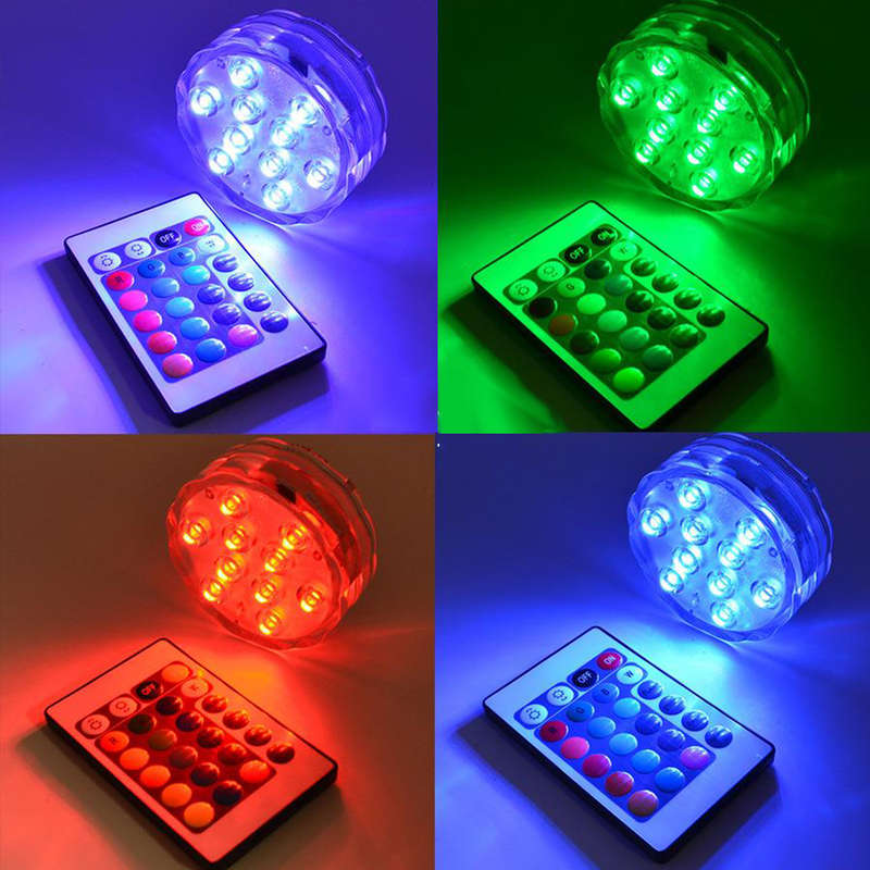 4PCS Multicolor Infrared LED Submersible Swimming Pool Light Remote