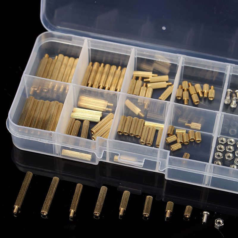 Suleve M2BT2 120Pcs M2 Brass Knurled Standoff Male Female Round Column Pillar Spacer for PCB Bo