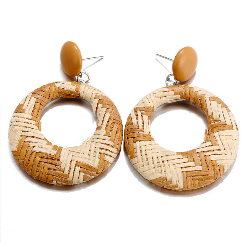 New African Hallow Braided Circle Earring Retro Style Ear Drop Earring For Women