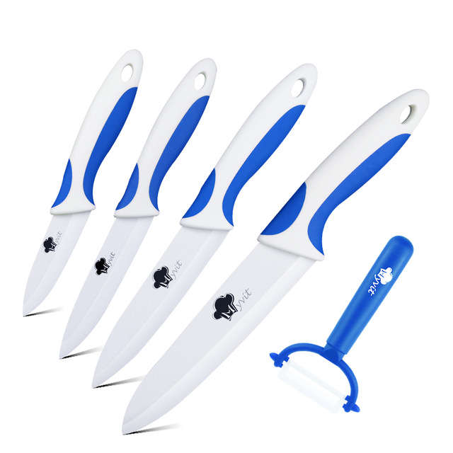 MYVIT Ceramic Knife Kitchen 3 4 5 6 inch + Peeler White Blade Paring Fruit Vegetable Chef Utility Kn
