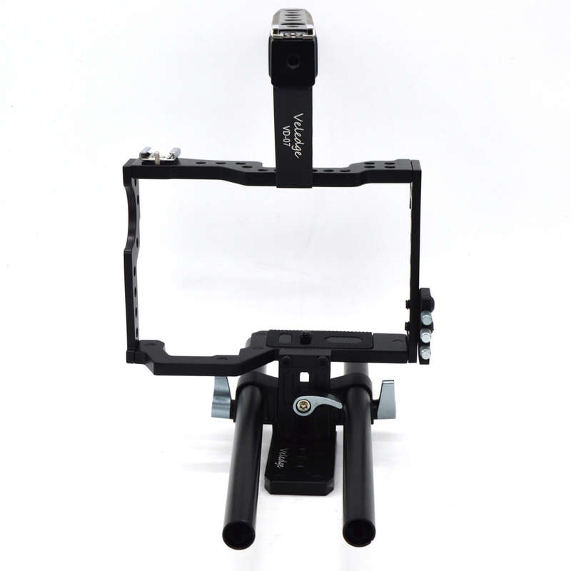 VELEDGE VD-07 Portable Aluminum Camera Cage Rig Stabilizer Top Handle Grip for DSLR Camera DV Mount