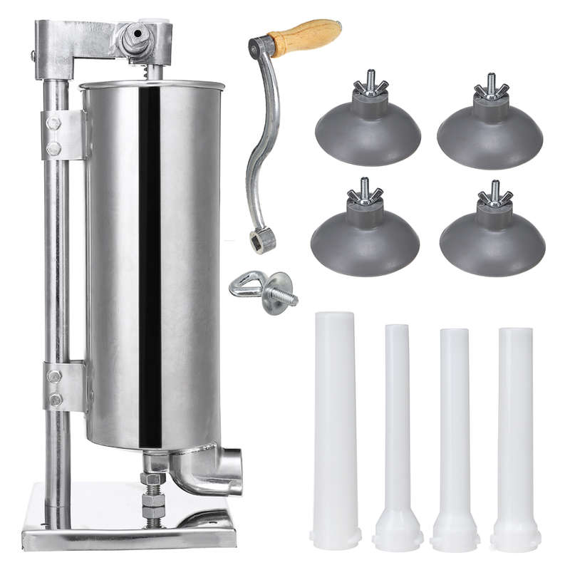 New Vertical Sucker 4L Stainless Steel Sausage Filler Sausage Maker Sausage Syringe Meat Tool