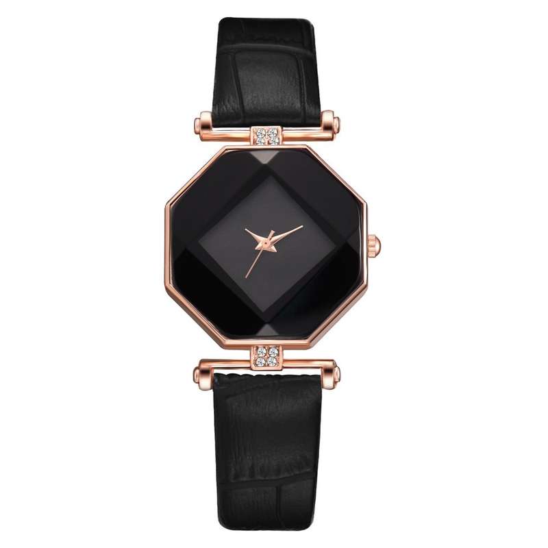 Fahion Diamond Mirror Watch Ladies Dress Ultra-thin Leather Women Quartz Watch (Color White)