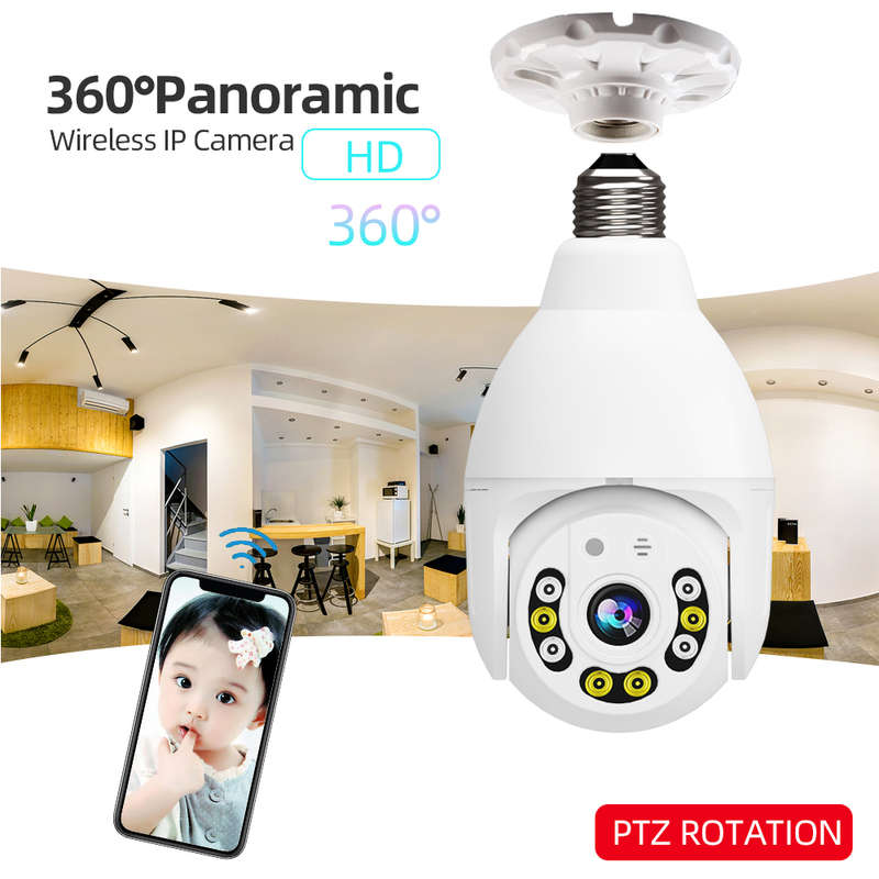 GUUDGO V380 8 LED WIFI E27 Bulb Dome Camera PTZ AP Hotspot Dual Light 4 infrare