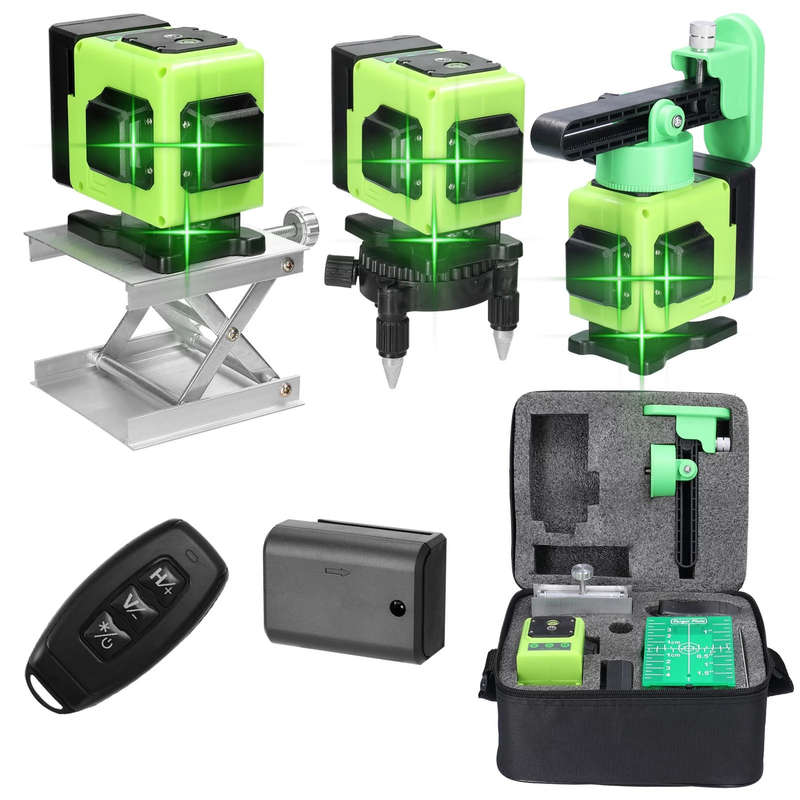 Mini Multifunctional 12 Lines Green Light Laser Level 3 Self-leveling USB Rec