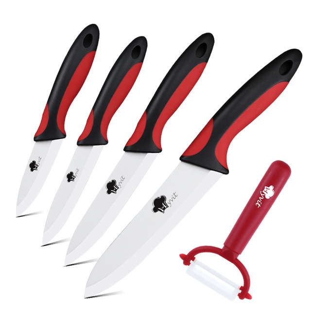 MYVIT Ceramic Knife Kitchen 3 4 5 6 inch + Peeler White Blade Paring Fruit Vegetable Chef Utility Kn