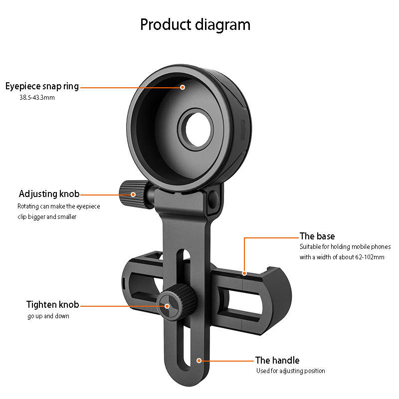 Cell Phone Adapter with Spring Clamp Mount Monocular Microscope Accessories Adapt Telescope Mobile P
