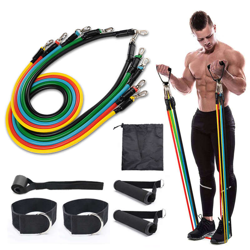 11PCS Resistance Bands Set Exercise Bands Legs Ankle Straps for Resistance Train