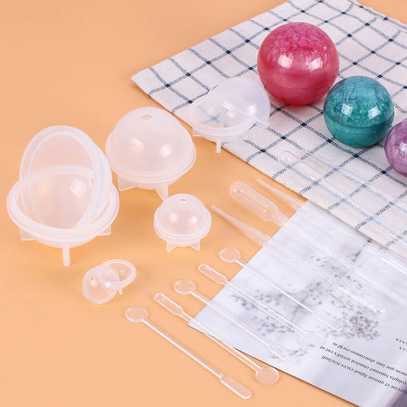 15Pcs Sphere Silicone Epoxy Molds Round Ball Jewelry Candle Resin Mould Tools DIY
