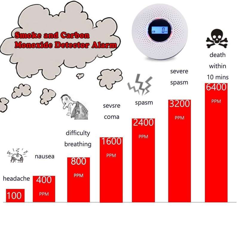 New 2 in 1 Carbon Monoxide & Smoke Alarm Detector CO Tester Alarm System