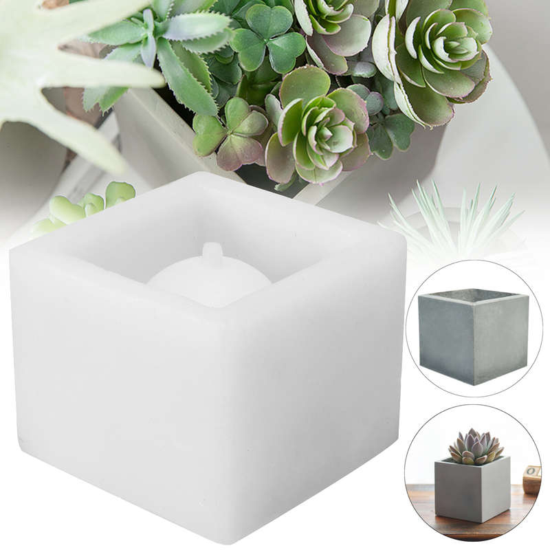 Cube Silicone Mold Diy Concrete Flower Pot Garden Planter Vase Mould Craft Handmade Tool