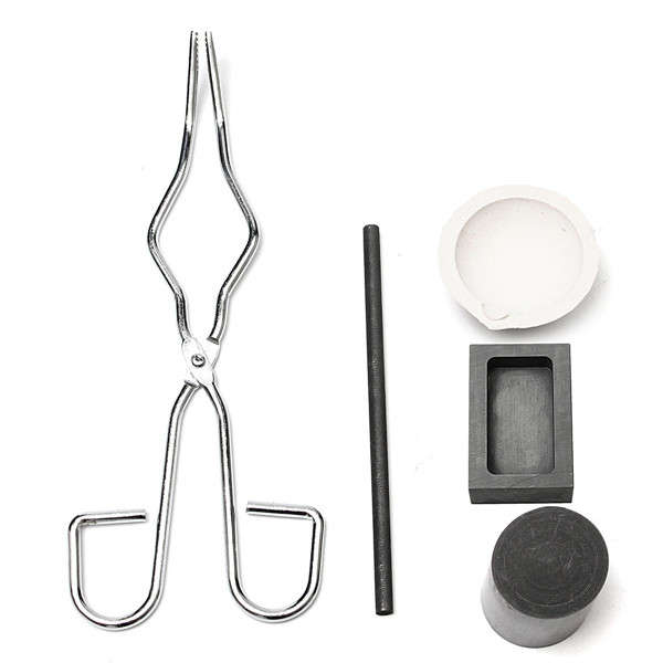 Torch Melting Kit Gold & Silver Crucible Tong Rod Graphite Stirring Ingot Mold Set