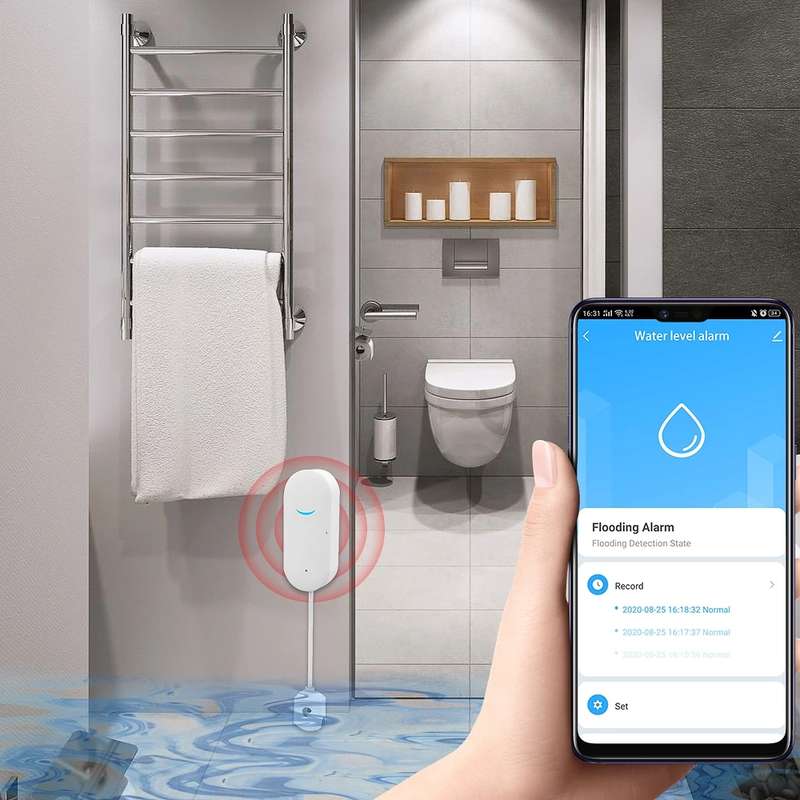 Angus Sw100 Tuya Wifi Water Leak Alarm Water Immersion Detector Smart Home Alarm Overflow Security S