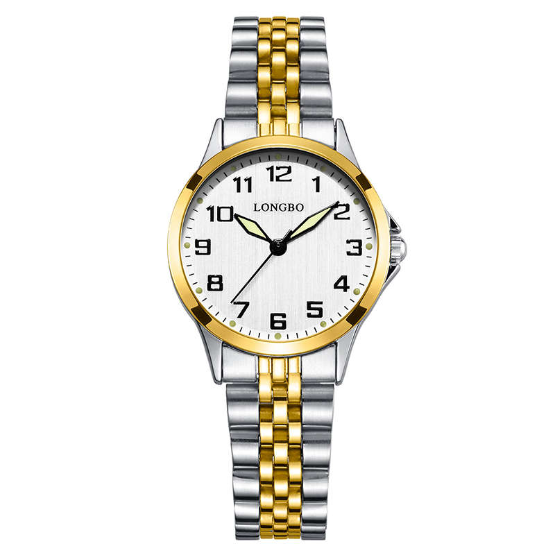 New LONGBO 80499 Luxury Men Women Stainless Steel Strap Simple Casual Dial Coupl