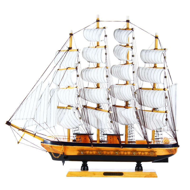 Mini Handmade Wooden Sailing Boats Model Assembly Nautical Ship Schooner