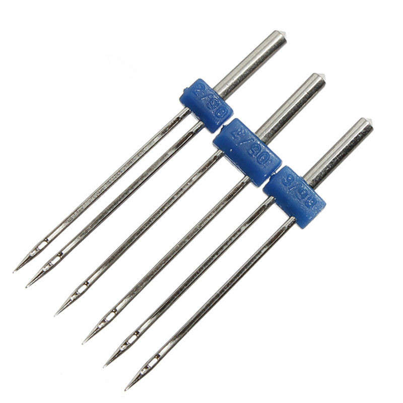 3PCS/set Size 2.0/90-3.0/90-4.0/90 Steel Twin Double Needle Sewing Machine Needles Pins Cloth Dec...