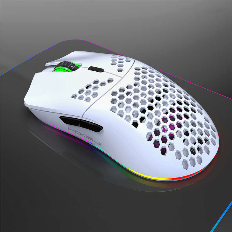 HXSJ T66 2.4Ghz Wireless Mouse 800-3600DPI Honeycomb Hollow Lightweight RGB Lighting Rechargeable Mo