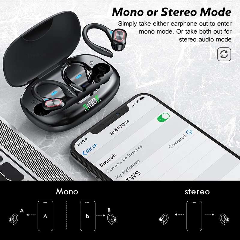 Bakeey S730 Wireless Headphones Bluetooth V5.0 Earphones Ear-Hook Sports Waterproof Headset Deep Bas