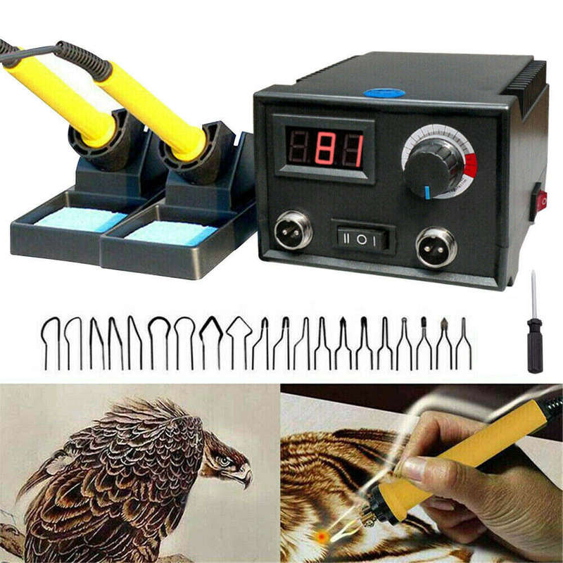110V 220V Burning Machine Wood Burner Pyrography Pen Gourd Wood Crafts Tool Kit